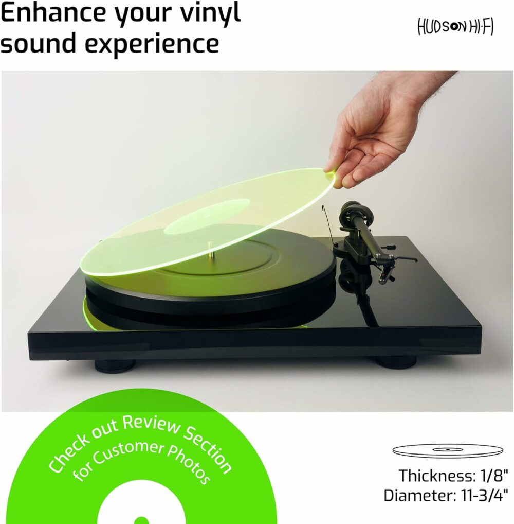 Hudson Hi-Fi アクリルターンテーブルマット | アメリカ製LPスリップマット グリーンリット - Image 4