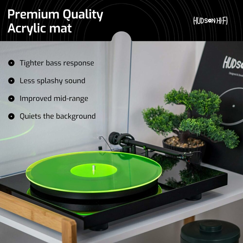 Hudson Hi-Fi アクリルターンテーブルマット | アメリカ製LPスリップマット グリーンリット - Image 7