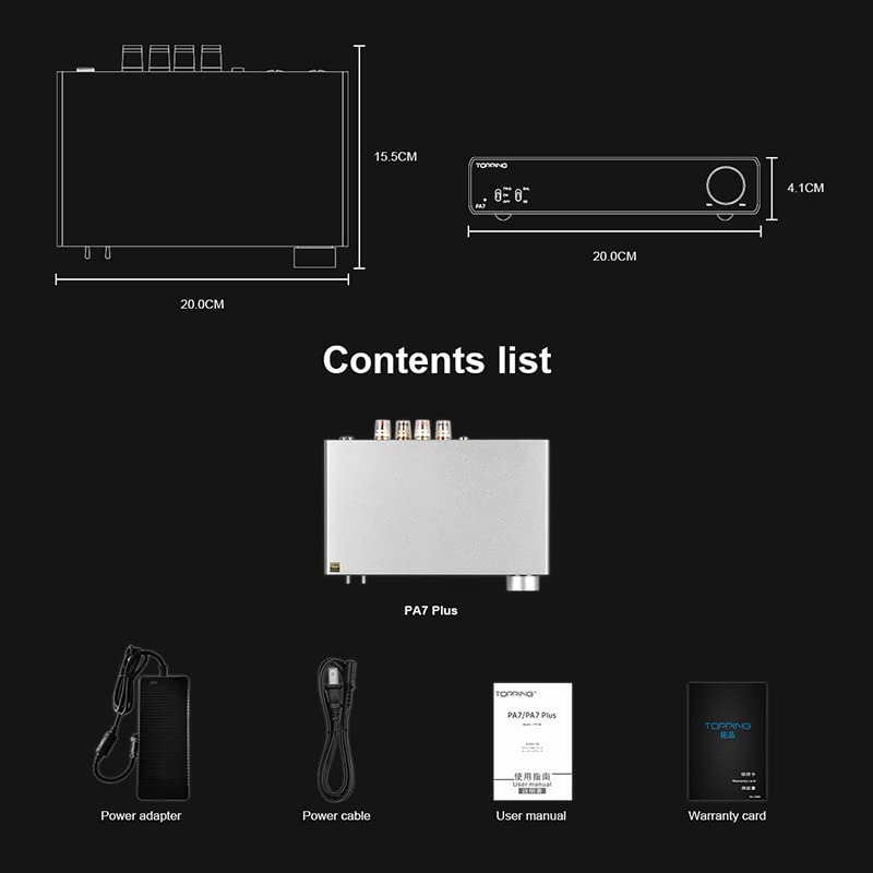 TOPPING PA7 Plus Class D Power Amplifier Full Balance 2x 300W Audio Digital Amplifier XLR/RCA/TRS Input Home Desktop Stereo Amplifier for Speaker (Black) - Image 7