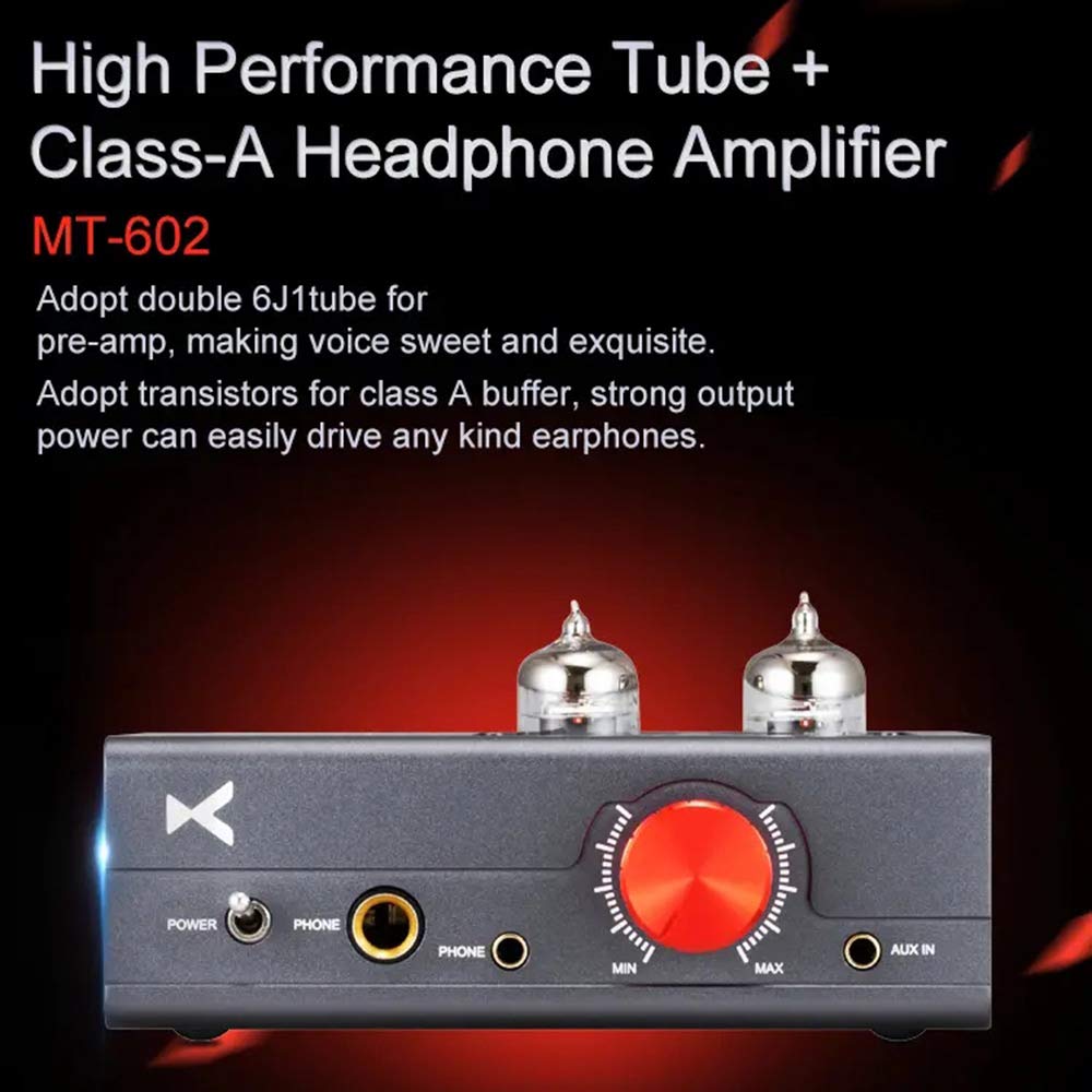 Xduoo MT-602 Class A Vacuum Tube Headphone Amplifier Tube-6J1 Preamp 1300mW @ 32 Ohm Output Stereo Audio Vacuum Tube Amplifier Tube Amplifier Hifi Vacuum Tube Headphone Amplifier DC 12V - Image 6