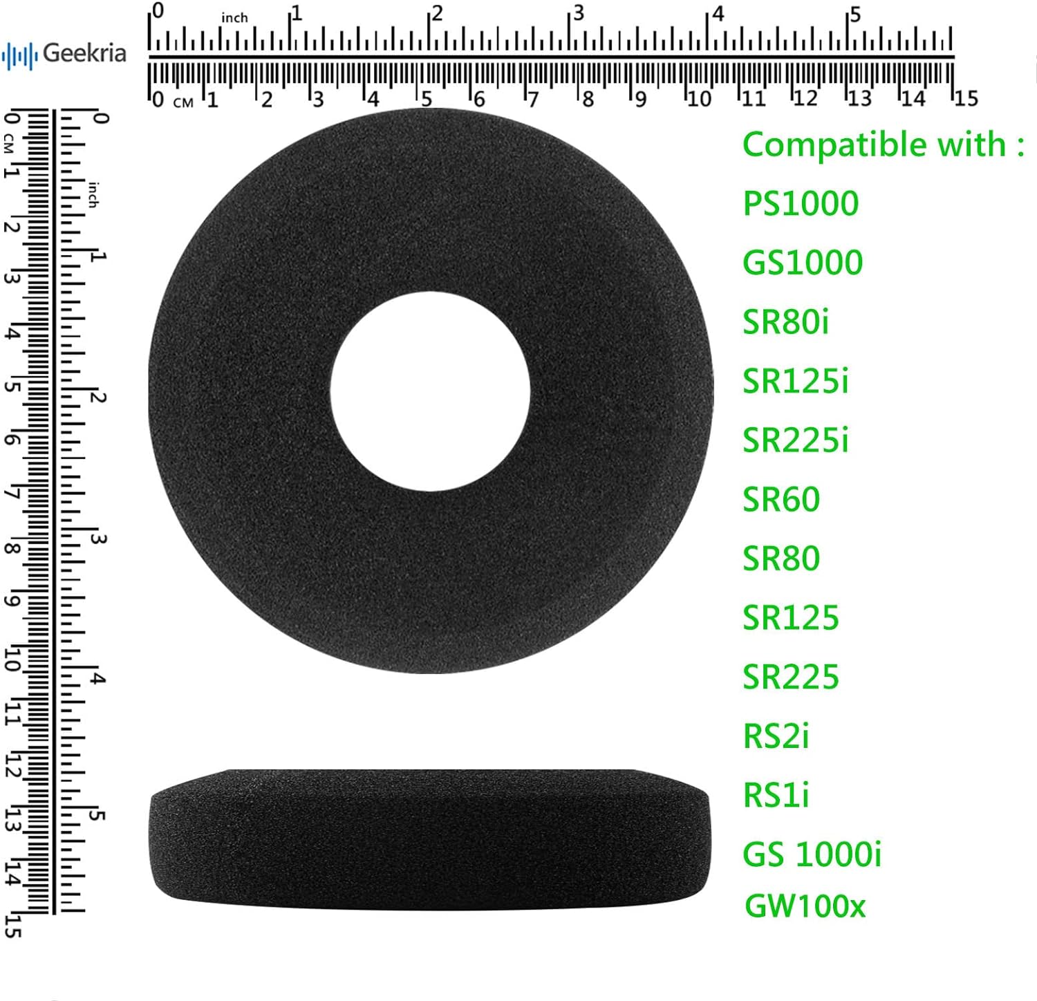 Geekria イヤーパッド Comfort 互換性 パッド グラド/GRADO PS1000, GS1000, SR80i, SR125i, SR225i, SR60, SR80, SR125 GW100x ヘッドホンに対応 パッド イヤー/イヤーカップ (スポンジ/ブラック) - Image 6