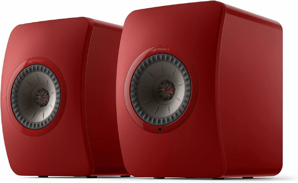 KEF LS50 Wireless II - Wireless HiFi Speaker (Crimson Red) | HDMI | Airplay 2 | Bluetooth | Spotify Support (Red) (red)