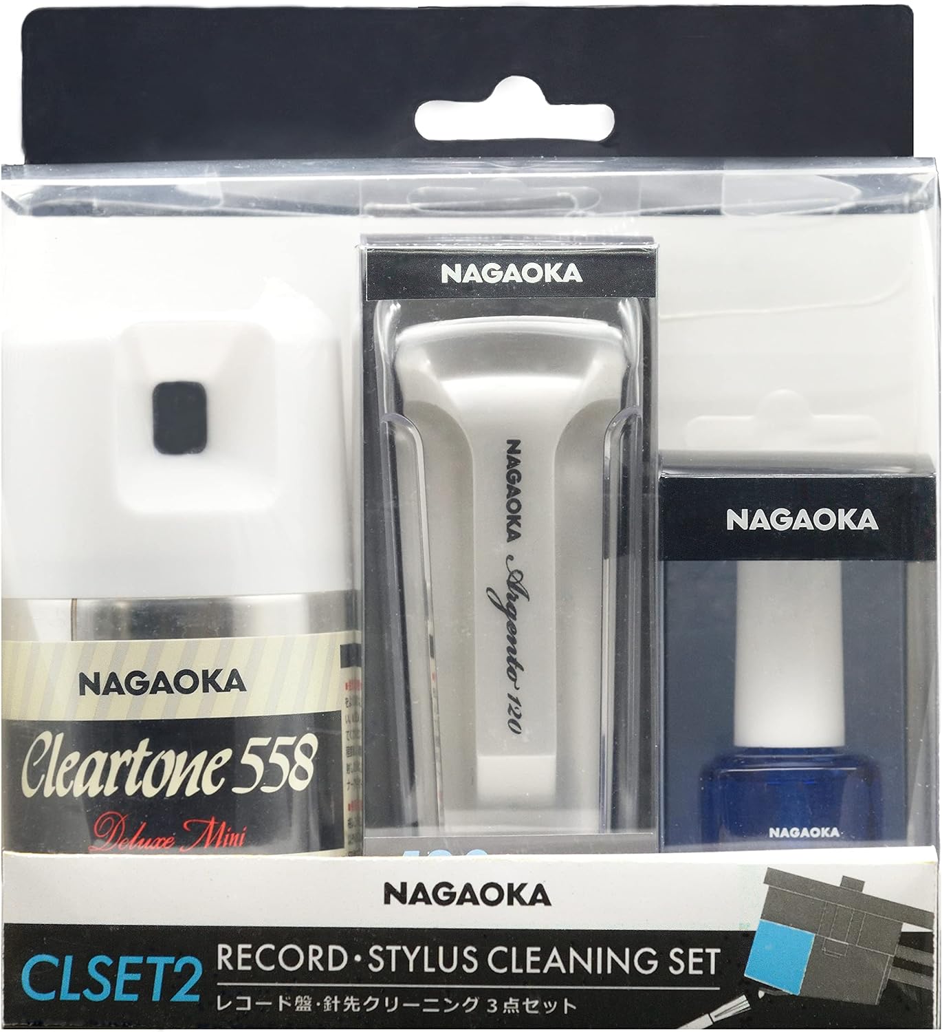NAGAOKA CLSET-2 SP558mini CL120 AM801/2 Record Cleaning 3-Piece Cleaning Sprayer Brush Needle Tip Cleaner